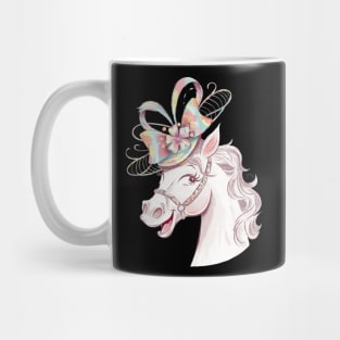 Cute and Funny horse wearing hat of derby party Mug